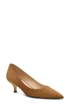 Stuart Weitzman Power Pointed Toe Kitten Heel Pump In Brown