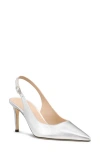Stuart Weitzman Power Pointed Toe Slingback Pump In Silver