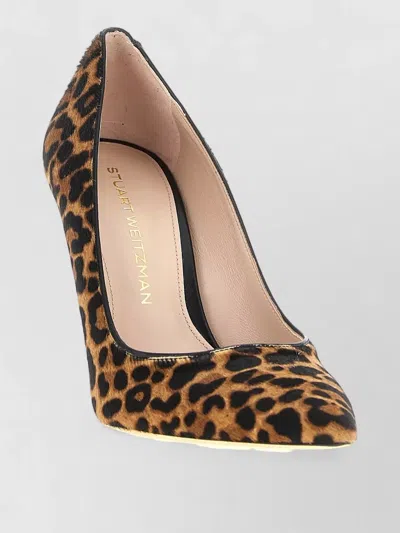 Stuart Weitzman Power Pumps Leopard Print Pointed Toe Stiletto In Brown