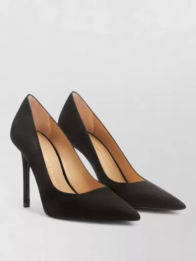 Stuart Weitzman Power Pumps Pointed Toe Suede Finish In Black