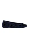 Stuart Weitzman Prima Bow Embroidered Flats In Blue