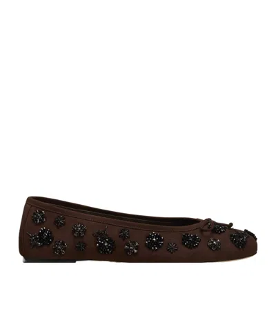 Stuart Weitzman Prima Bow Embellished Ballet Flat In Brown