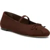 Stuart Weitzman Prima Suede Mary Jane Ballerina Flats In Brown