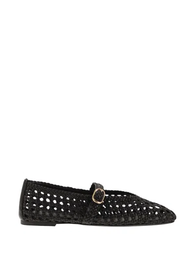 Stuart Weitzman Prima Woven Strap Ballet Flats In Black