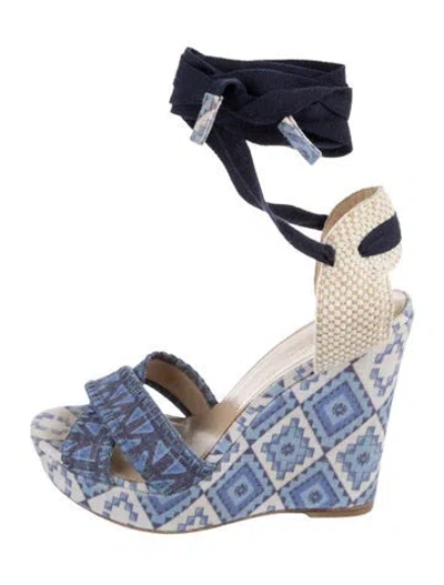 Pre-owned Stuart Weitzman Printed Espadrilles In Blue