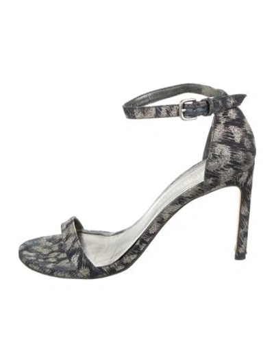 Pre-owned Stuart Weitzman Printed Glitter Accents Sandals