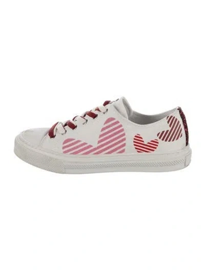 Pre-owned Stuart Weitzman Printed Glitter Accents Sneakers In White