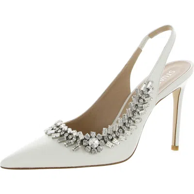 Stuart Weitzman Promise 100 Womens Leather Embellished Slingback Heels In Gold
