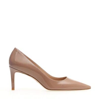 Stuart Weitzman Pump Vernice Nude Tacco 75 Mm In Brown