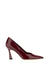 Stuart Weitzman Pointed Toe Patent Finish High Heel In Rosewood