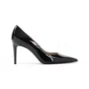 Stuart Weitzman Pointed Toe Stiletto Heel Pumps In Patent Leather In Black