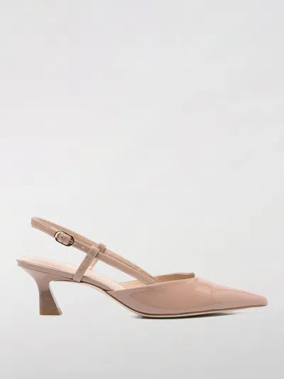 Stuart Weitzman Vinnie Patent Kitten Slingback Pumps In Beige