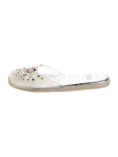 Pre-owned Stuart Weitzman Pvc Animal Print Slides In Clear