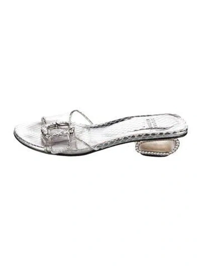 Pre-owned Stuart Weitzman Pvc Animal Print Slides In Clear/metallic/silver