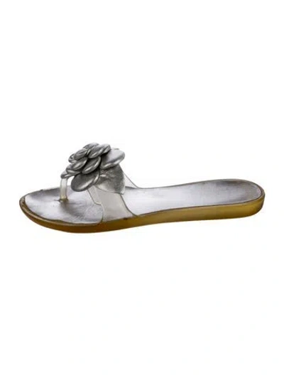 Pre-owned Stuart Weitzman Pvc Colorblock Pattern Slides In Silver