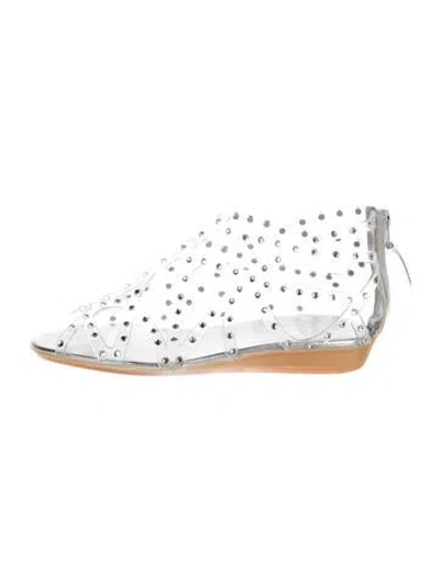 Pre-owned Stuart Weitzman Pvc Crystal Embellishments Flats In Transparent