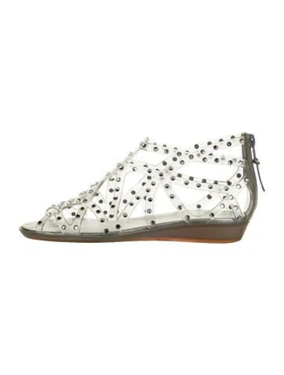 Pre-owned Stuart Weitzman Pvc Crystal Embellishments Gladiator Sandals In Gray