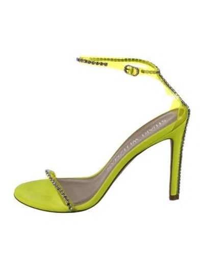 Pre-owned Stuart Weitzman Pvc Crystal Embellishments Sandals In Yellow