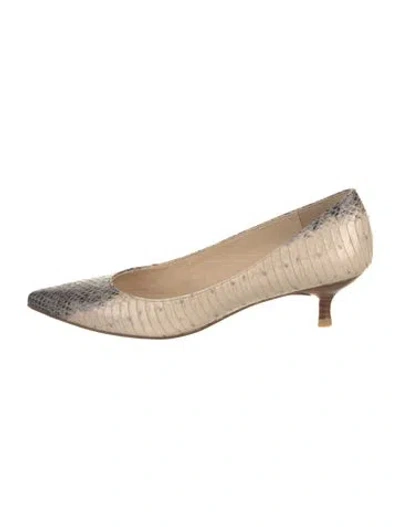 Pre-owned Stuart Weitzman Python Animal Print Pumps In Neutral