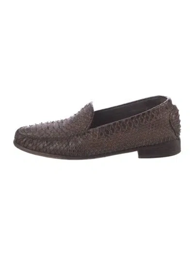 Pre-owned Stuart Weitzman Python Loafers In Brown
