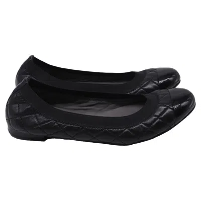 Stuart Weitzman Quilted Ballet Flats In Black Leather