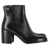 Stuart Weitzman Quinn Block Heel Ankle Boots In Black Leather In Black