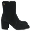 Stuart Weitzman Quinn Block Heel Ankle Boots In Black Suede In Black