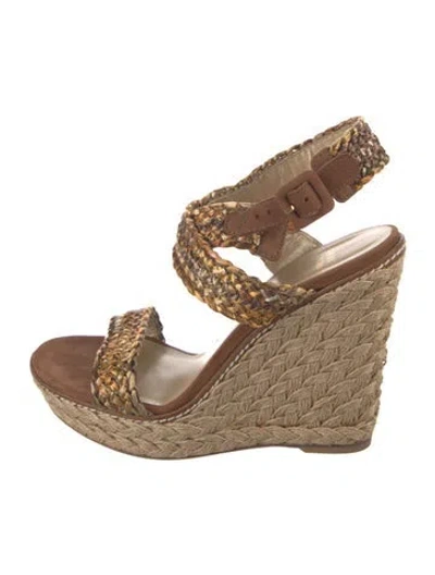 Pre-owned Stuart Weitzman Raffia Animal Print Espadrilles In Multi