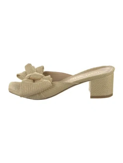Pre-owned Stuart Weitzman Raffia Bow Accents Mules In Neutrals