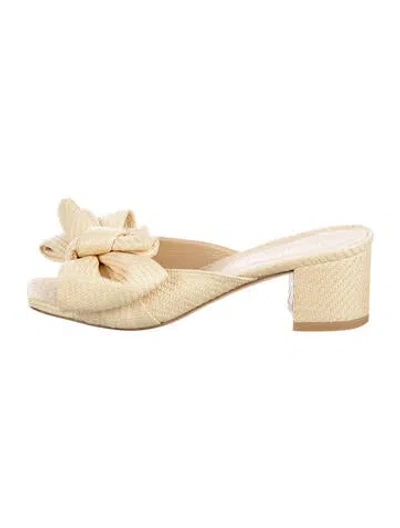 Pre-owned Stuart Weitzman Raffia Bow Accents Slides In Yellow