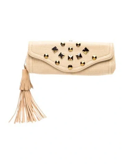 Pre-owned Stuart Weitzman Raffia Clutch In Neutral