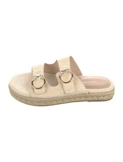 Pre-owned Stuart Weitzman Raffia Crystal Embellishments Espadrilles In Neutral