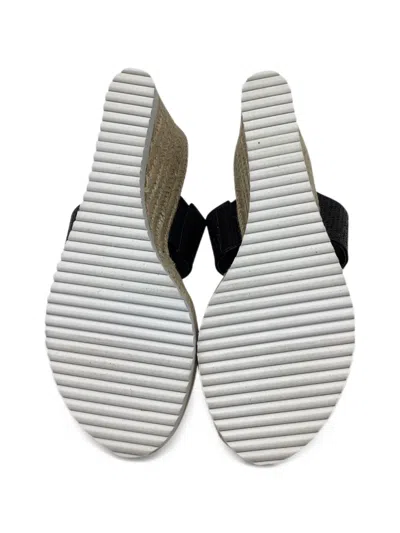 Pre-owned Stuart Weitzman Raffia Espadrille Platform Sandals In Black