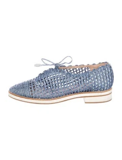 Pre-owned Stuart Weitzman Raffia Espadrille Sneakers In Blue