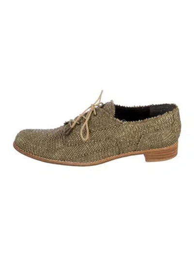 Pre-owned Stuart Weitzman Raffia Espadrille Sneakers In Green