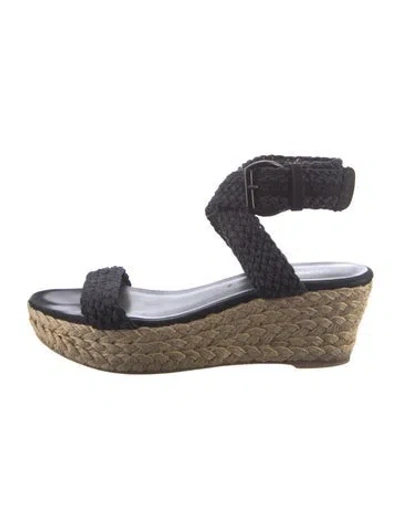 Pre-owned Stuart Weitzman Raffia Espadrilles In Black