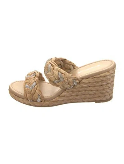 Pre-owned Stuart Weitzman Raffia Espadrilles In Gold