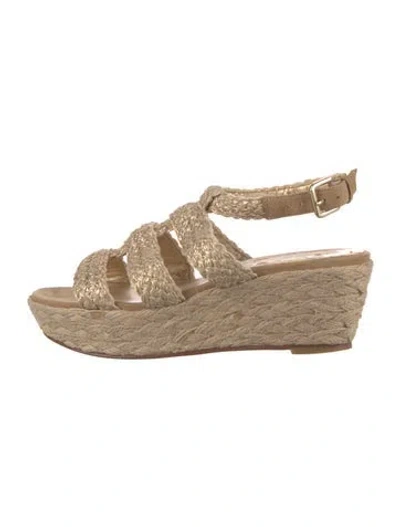 Pre-owned Stuart Weitzman Raffia Espadrilles In Gold