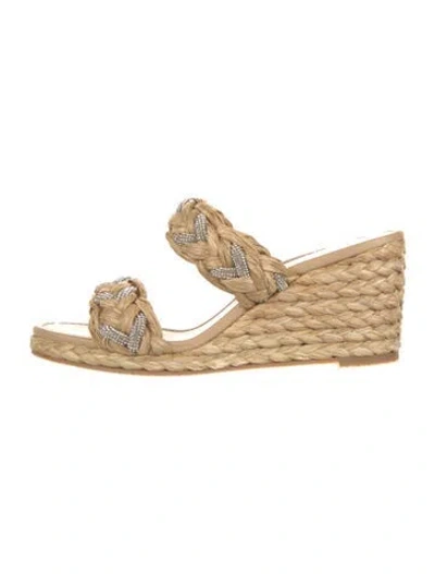 Pre-owned Stuart Weitzman Raffia Espadrilles In Neutral