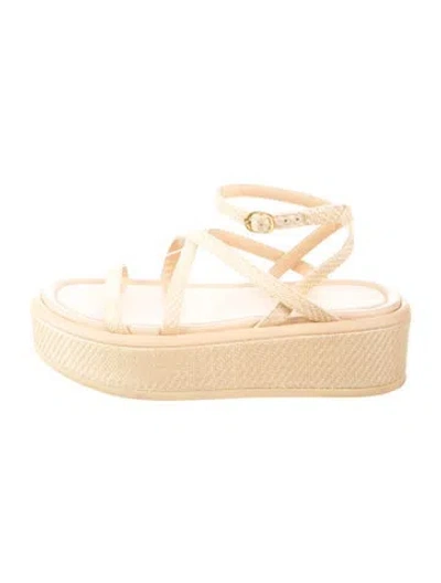 Pre-owned Stuart Weitzman Raffia Espadrilles In Neutral
