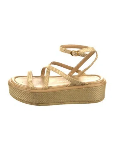 Pre-owned Stuart Weitzman Raffia Espadrilles In Neutral