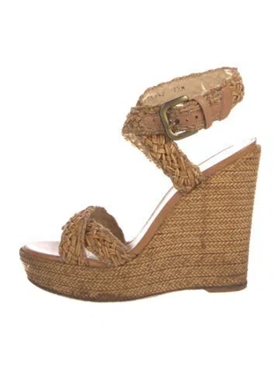 Pre-owned Stuart Weitzman Raffia Patterned Espadrilles In Neutral