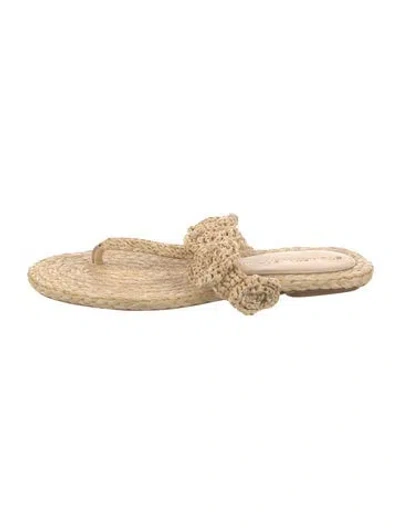 Pre-owned Stuart Weitzman Raffia Patterned Flip Flops In Neutral