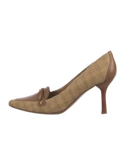 Pre-owned Stuart Weitzman Raffia Printed Pumps In Brown