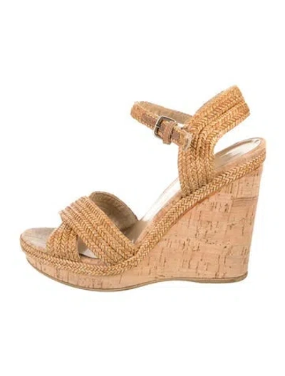 Pre-owned Stuart Weitzman Raffia Sandals In Neutral