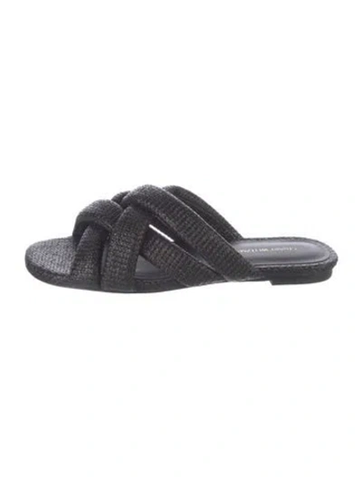 Pre-owned Stuart Weitzman Raffia Slides In Black