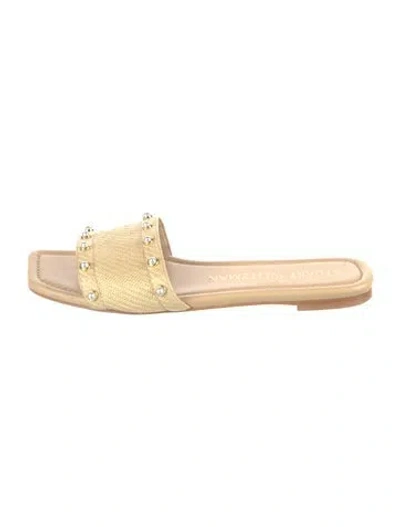 Pre-owned Stuart Weitzman Raffia Slides In Neutrals