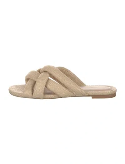 Pre-owned Stuart Weitzman Raffia Slides In Neutrals