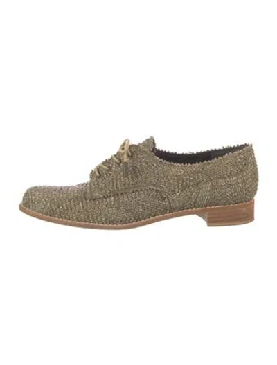 Pre-owned Stuart Weitzman Raffia Tweed Pattern Oxfords In Neutrals