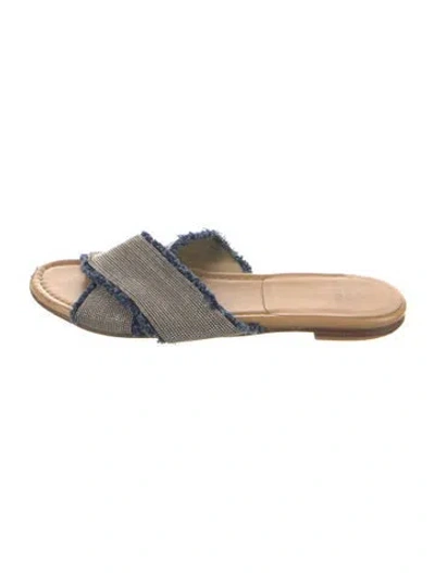 Pre-owned Stuart Weitzman Raw-edge Trim Slides In Gold